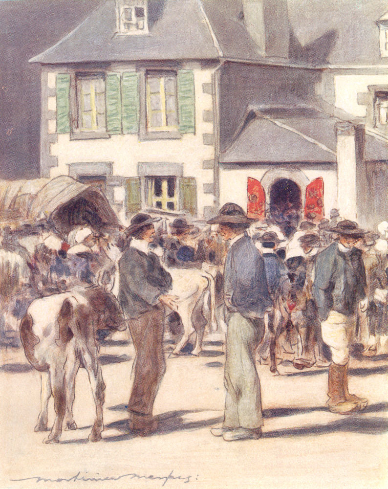 FINISTÈRE BRITTANY BRETAGNE. At the foire 1905 old antique print picture